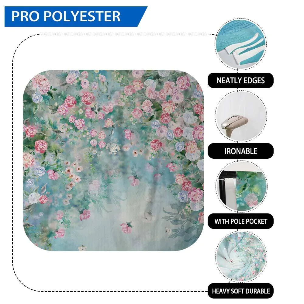 Allenjoy Lake Blue Floral Portrait Backdrop - Allenjoystudio