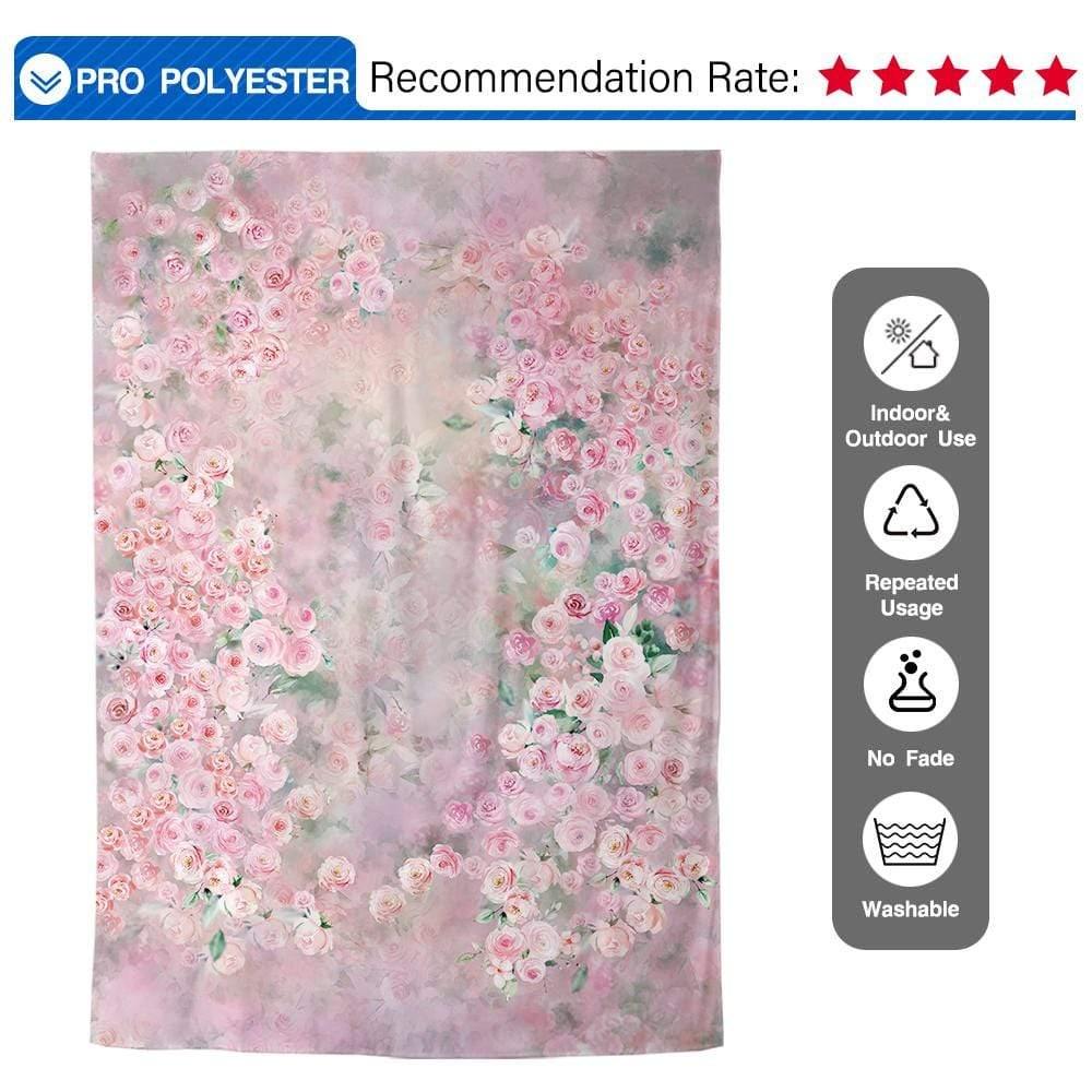 Allenjoy Pink Florals Hand Painting Photography Backdrop - Allenjoystudio