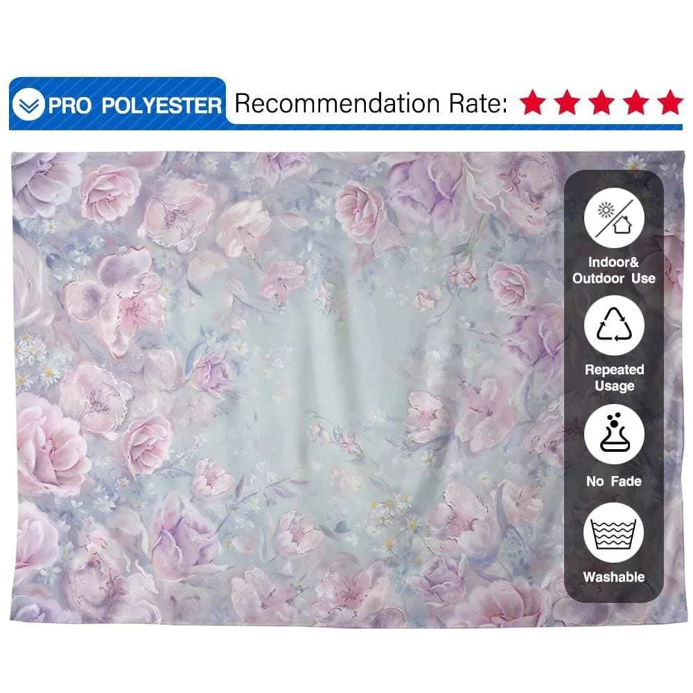 Allenjoy Art Purple Painting Floral Backdrop - Allenjoystudio