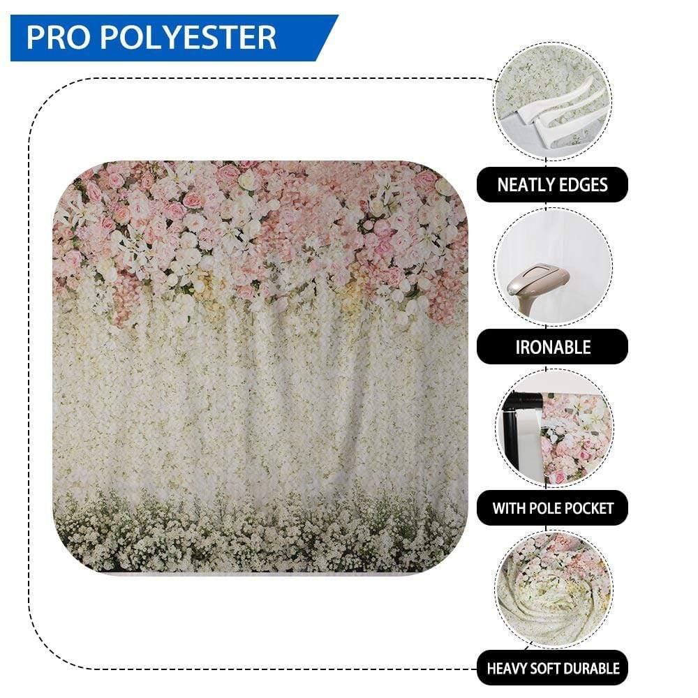 Allenjoy Pink White Beautiful Floral Bridal Shower Backdrop - Allenjoystudio