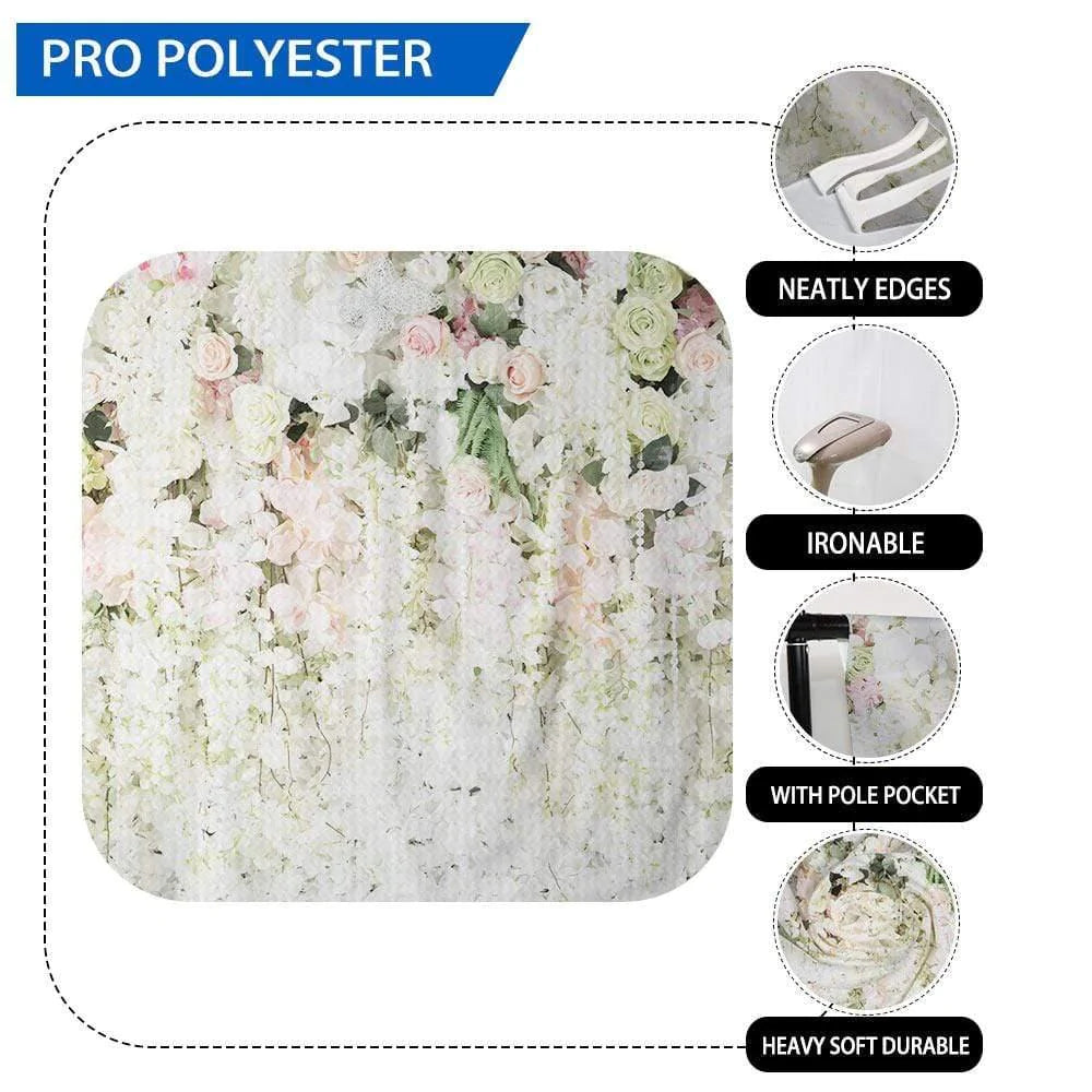 Allenjoy White Pink Flowers Walls Background for Bridal Shower - Allenjoystudio