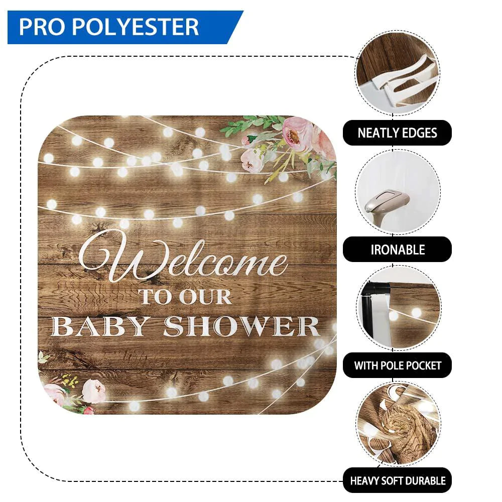 Allenjoy Floral Wooden Bokeh Light Backdrop for Baby Shower - Allenjoystudio