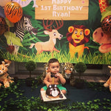 Allenjoy Animals Lion King in Jungle Grass Cartoon Backdrop - Allenjoystudio