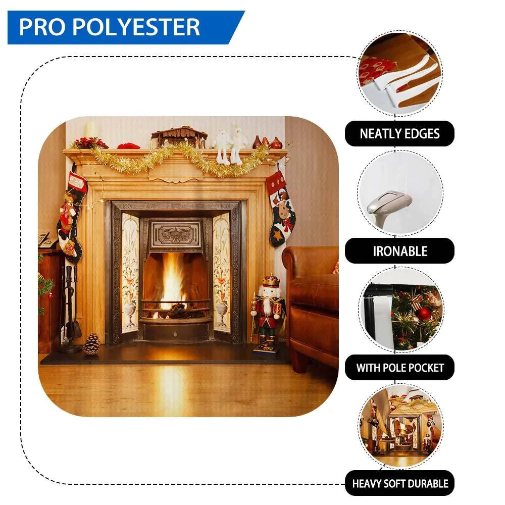 Allenjoy Christmas Tree Fireplace Sofa Famliy Photography Backdrop - Allenjoystudio