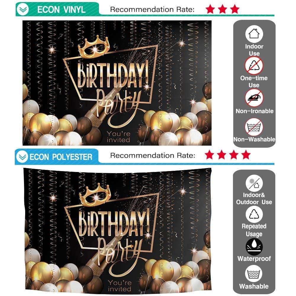 Allenjoy Black Light Golden Crown Star Balloon Birthday Backdrop - Allenjoystudio