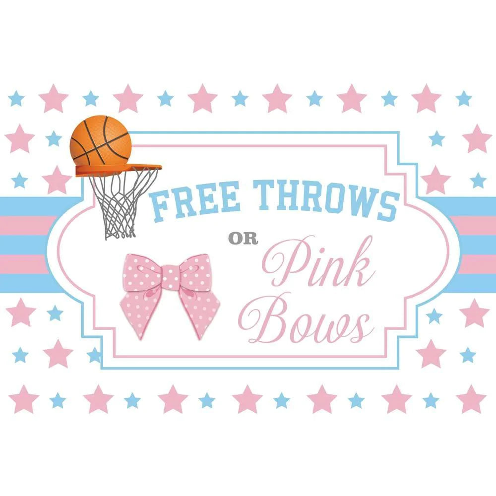 Allenjoy Gender Reveal Free Throws or Pink Bows Backdrop – Allenjoy Studio