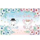 Allenjoy Gender Reveal HE OR SHE Elephant Backdrop - Allenjoystudio