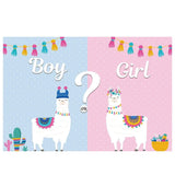 Allenjoy Gender Reveal Cute Cactus Alpaca Backdrop