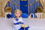 Allenjoy Golden Curtain and Navy Blue Background for Cake Smash Designed by Panida Phillips