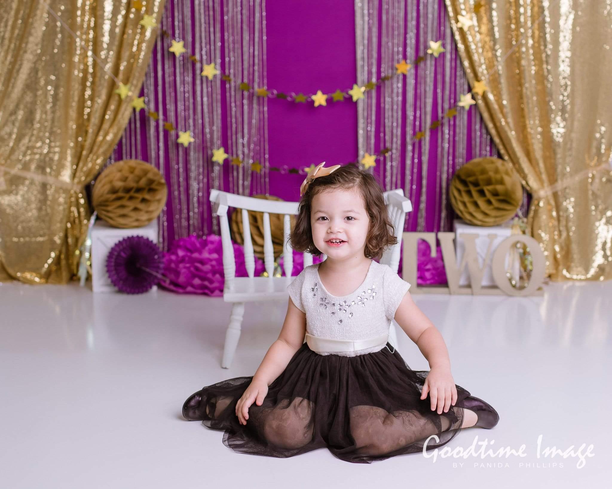 Allenjoy Golden Curtain and Rose Red Background for Cake Smash Designed by Panida Phillips - Allenjoystudio
