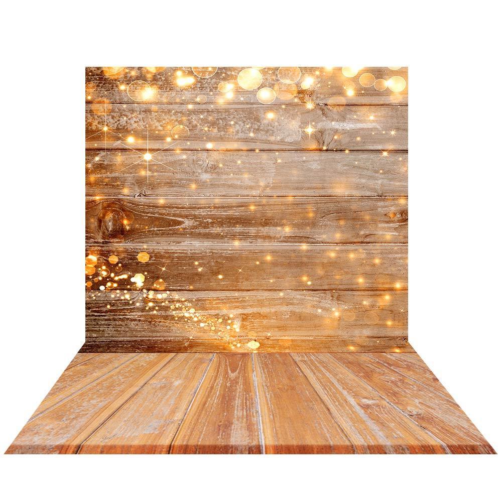 Allenjoy Golden Wooden Shiny Halo Dots Backdrop - Allenjoystudio