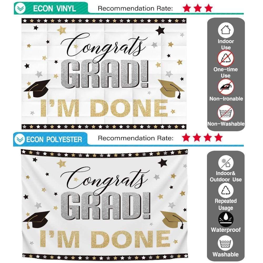 Allenjoy Gongrats Grad I'M DONE Little Star Graduation Backdrop - Allenjoystudio