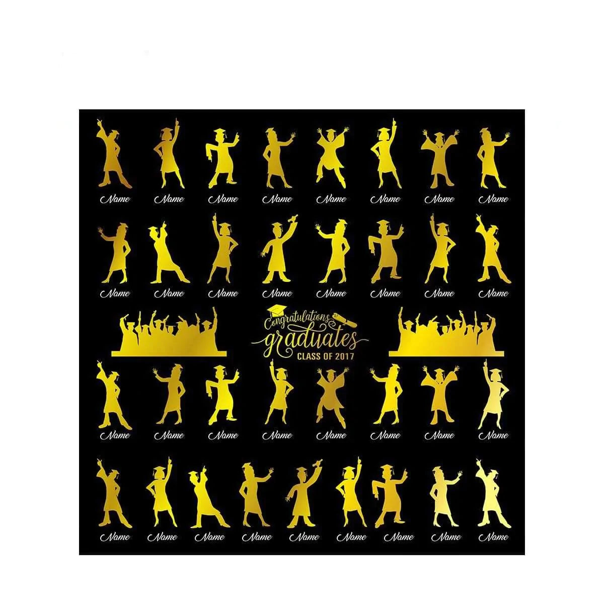 Allenjoy Graduation Backdrop Custom Name Golden Background - Allenjoystudio