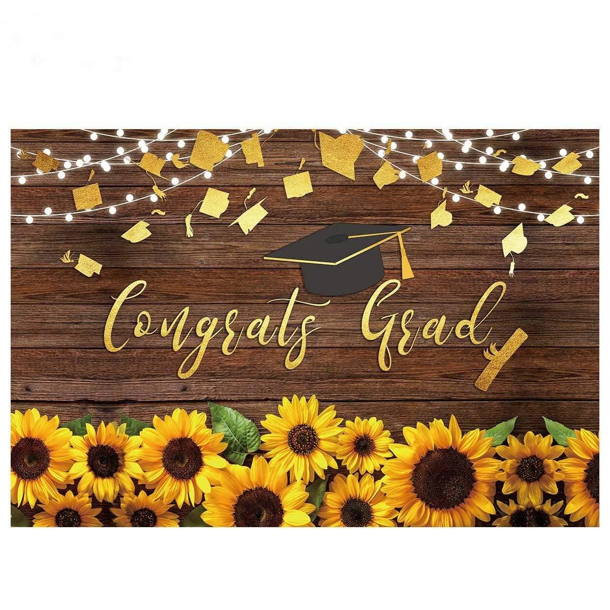 Allenjoy Grown Wood Sunflower Backdrop for Graduation Prom - Allenjoystudio