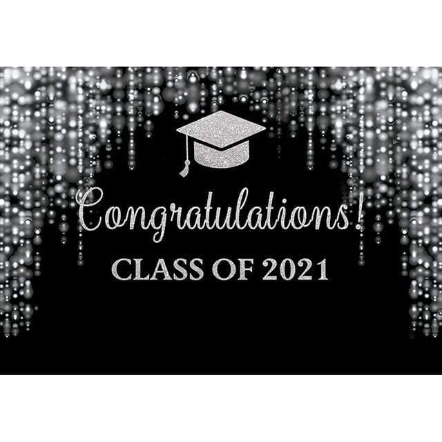 Allenjoy Graduation Party Backdrop Class of 2021 Gold Glitter Bokeh Spots - Allenjoystudio