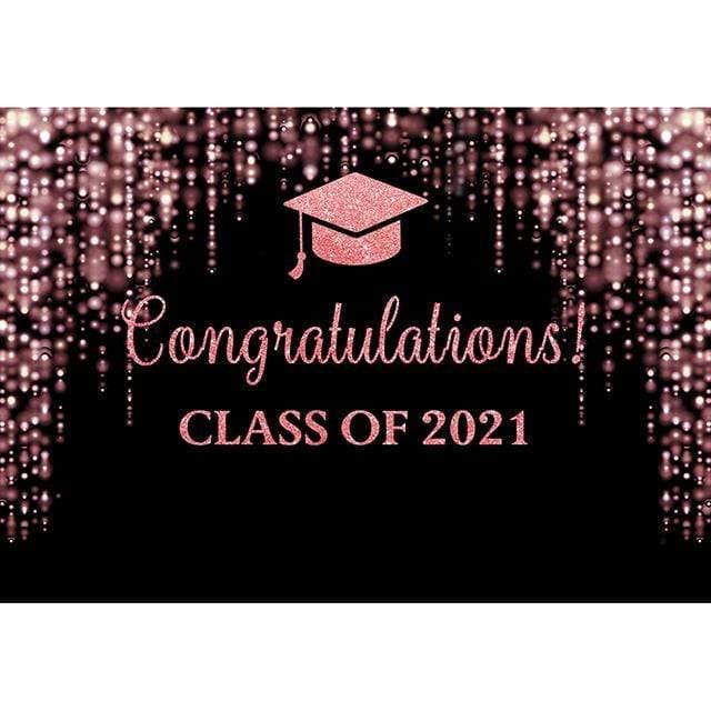 Allenjoy Graduation Party Backdrop Class of 2021 Gold Glitter Bokeh Spots - Allenjoystudio