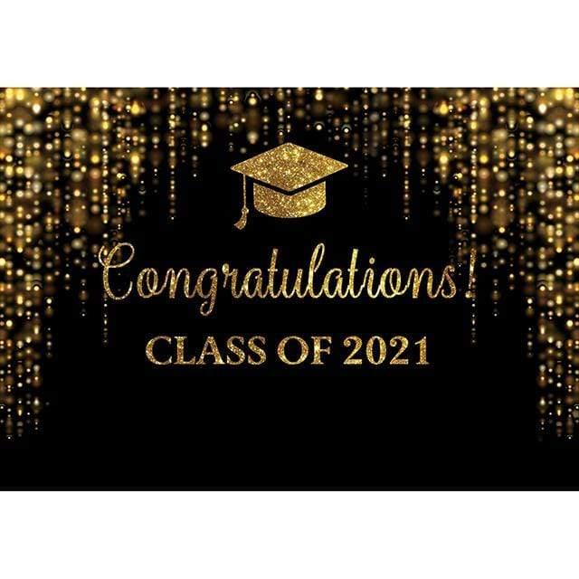 Allenjoy Graduation Party Backdrop Class of 2021 Gold Glitter Bokeh Spots - Allenjoystudio