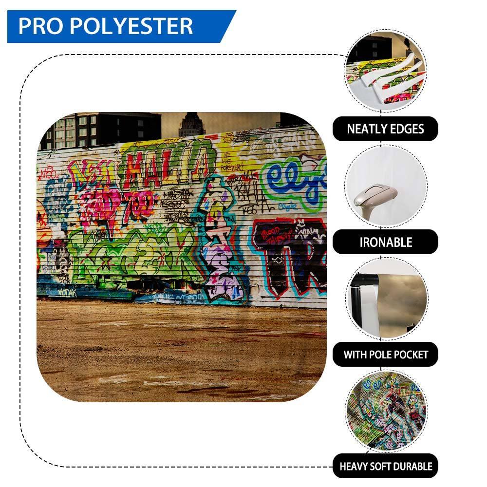 Allenjoy Graffiti Backdrop Photography Wood Wall Outdoor City Background Polyester - Allenjoystudio