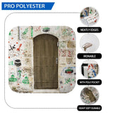 Allenjoy Graffiti background Colorful White Stone Wall Dark Brown Arched Door Backdrops - Allenjoystudio
