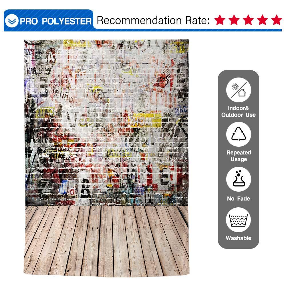 Allenjoy Graffiti Background Letters Cool Brick Wall Wood Floor for Photography Studio - Allenjoystudio