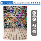 Allenjoy Graffiti Backgrounds Cartoon Brick Wall Wood Floor Backdrop for Photostudio - Allenjoystudio