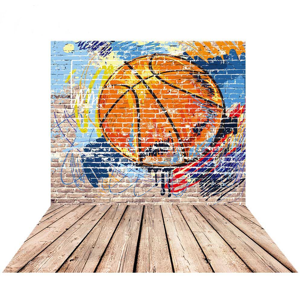 Allenjoy Graffiti Basketball  Brick Walls Wood Floor Backdrop - Allenjoystudio