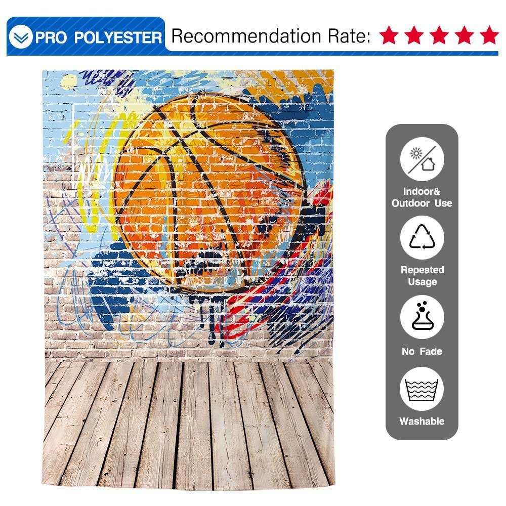 Allenjoy Graffiti Basketball  Brick Walls Wood Floor Backdrop - Allenjoystudio