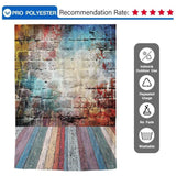 Allenjoy Graffiti Brick Wall Colorful Wooden Floor Backdrop - Allenjoystudio