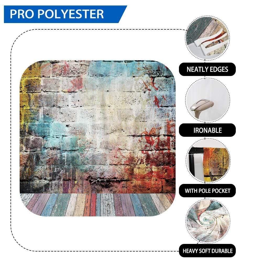 Allenjoy Graffiti Brick Wall Colorful Wooden Floor Backdrop - Allenjoystudio