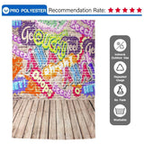 Allenjoy Graffiti Fashion Interjection City Street Wood Board Foto Background for photo - Allenjoystudio