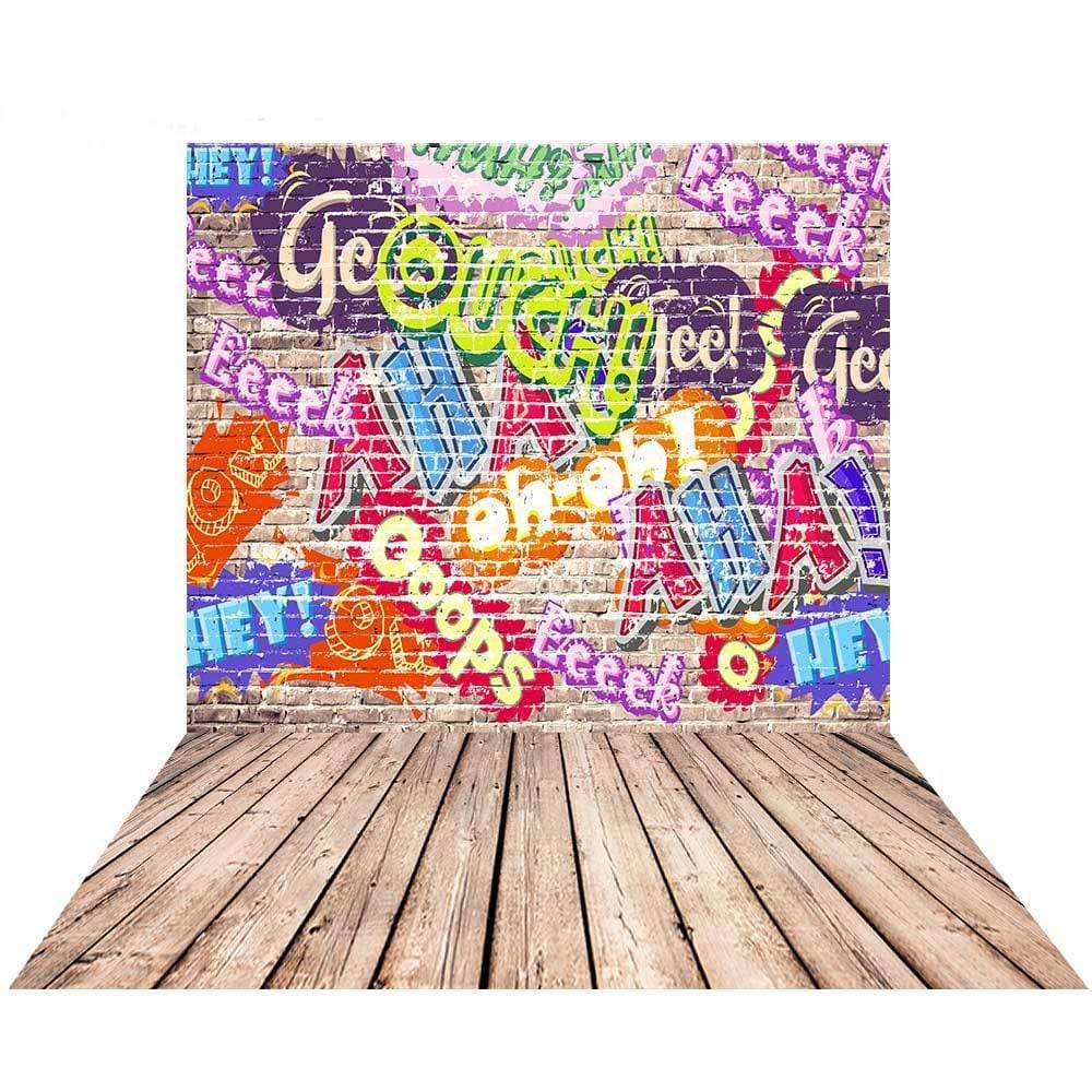 Allenjoy Graffiti Fashion Interjection City Street Wood Board Foto Background for photo - Allenjoystudio
