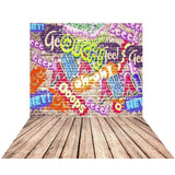 Allenjoy Graffiti Fashion Interjection City Street Wood Board Foto Background for photo - Allenjoystudio
