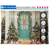 Allenjoy Green Christmas Door Backdrop for Family Portrait - Allenjoystudio