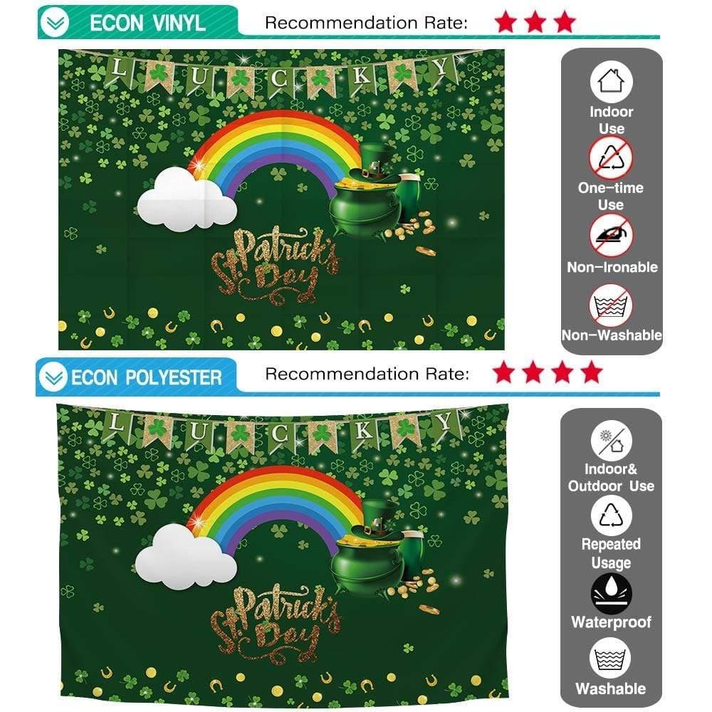 Allenjoy Green Clover Lucky Flag Rainbow ST.Patrick's Day Backdrop - Allenjoystudio