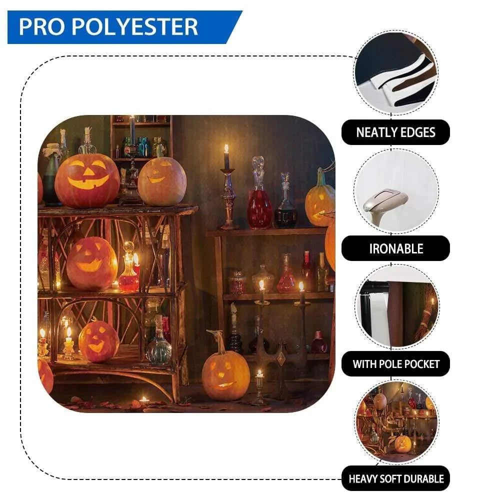 Allenjoy Halloween Pumpkin Broom in Witch House Backdrop for Kids - Allenjoystudio