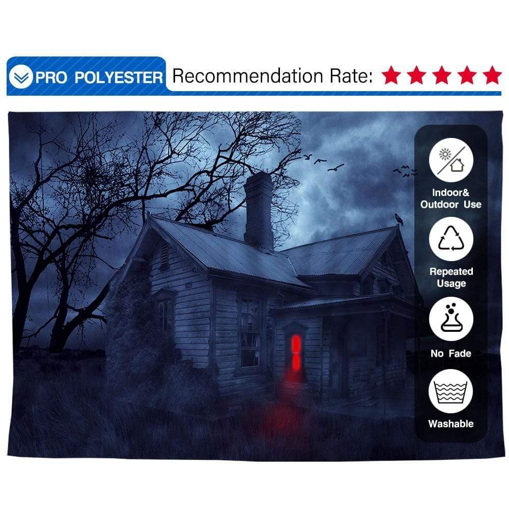 Allenjoy Halloween Gloomy Backdrop Bizarre Gray Night House - Allenjoystudio