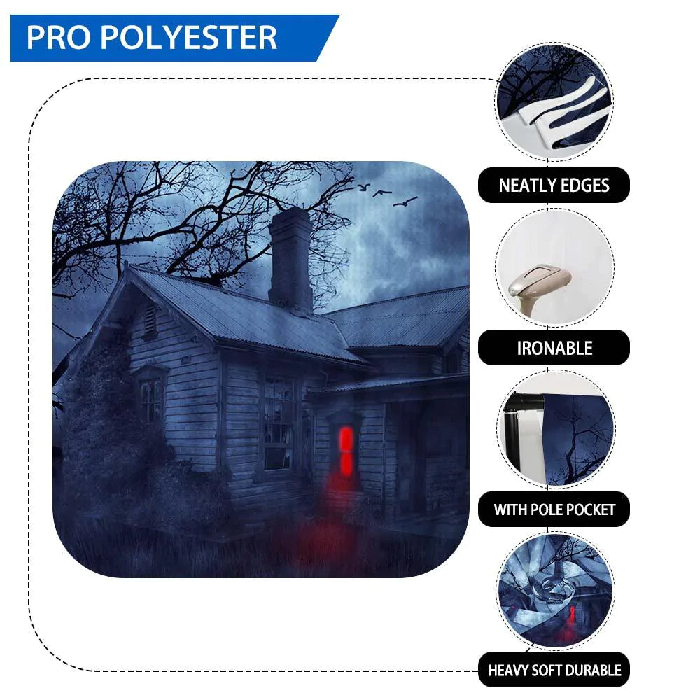 Allenjoy Halloween Gloomy Backdrop Bizarre Gray Night House - Allenjoystudio