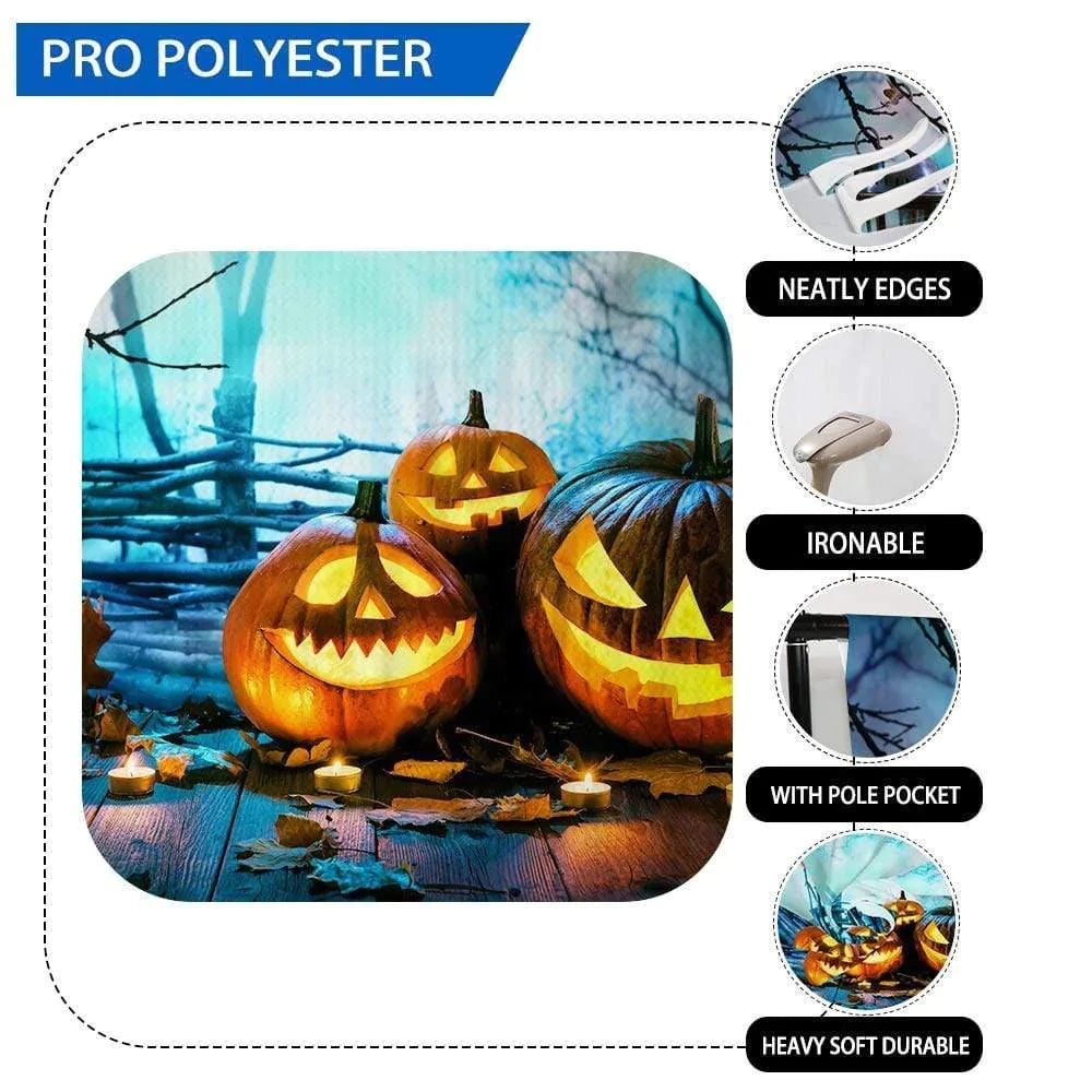 Allenjoy Halloween Evil Pumpkins Candles Branches Backdrop - Allenjoystudio