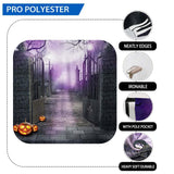 Allenjoy Halloween Full Moon Bat Pumpkin Gloomy Graveyard Gate Purple Backdrop - Allenjoystudio
