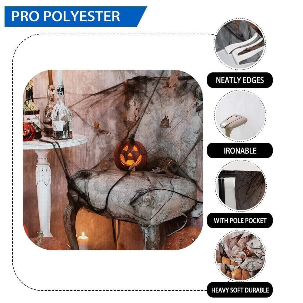 Allenjoy Halloween Horror Spider Web House Pumpkin Lantern Backdrop - Allenjoystudio