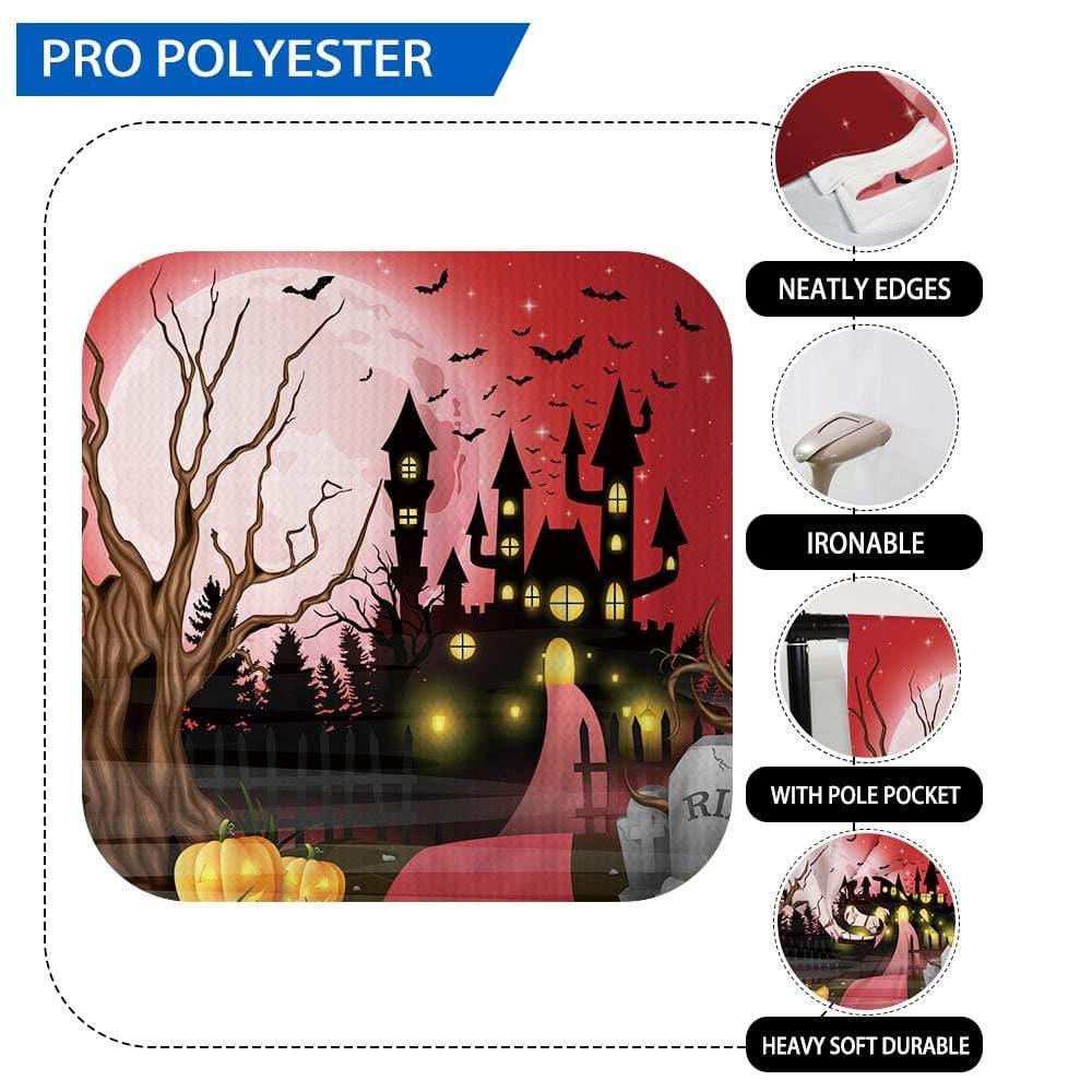 Allenjoy Halloween Scary Castle Pumpkin Red Moon Bat Cemetery Backdrop - Allenjoystudio