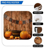 Allenjoy String of Flags Decor on Board Pumpkin Wooden Floor Backdrop - Allenjoystudio