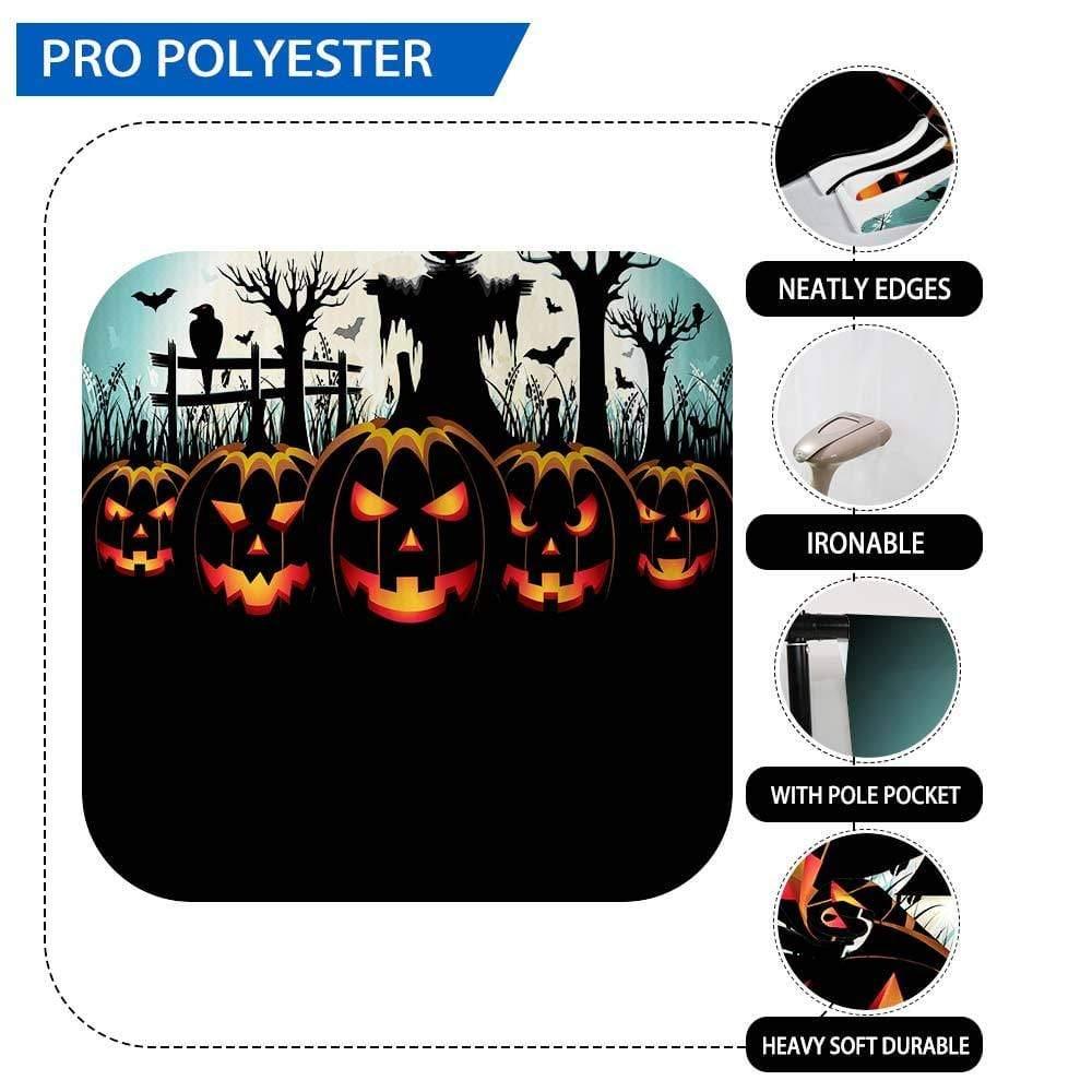 Allenjoy Halloween Pumpkin Lantern Scarecrow Bats Raven Night Moon Backdrop - Allenjoystudio