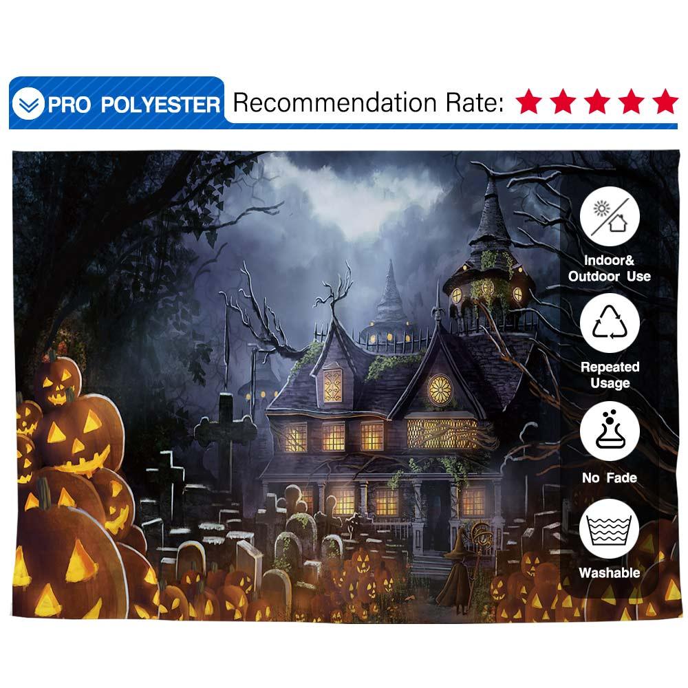 Allenjoy Witch House Pumpkin Lantern Cemetry Backdrop - Allenjoystudio