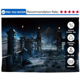 Allenjoy Halloween Cemetry Fence Gate Scary Night Backdrop - Allenjoystudio