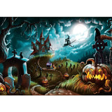Allenjoy Halloween Night Moon Witch Graveyard Photography Backdrop