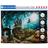Allenjoy Halloween Night Moon Witch Graveyard Photography Backdrop - Allenjoystudio