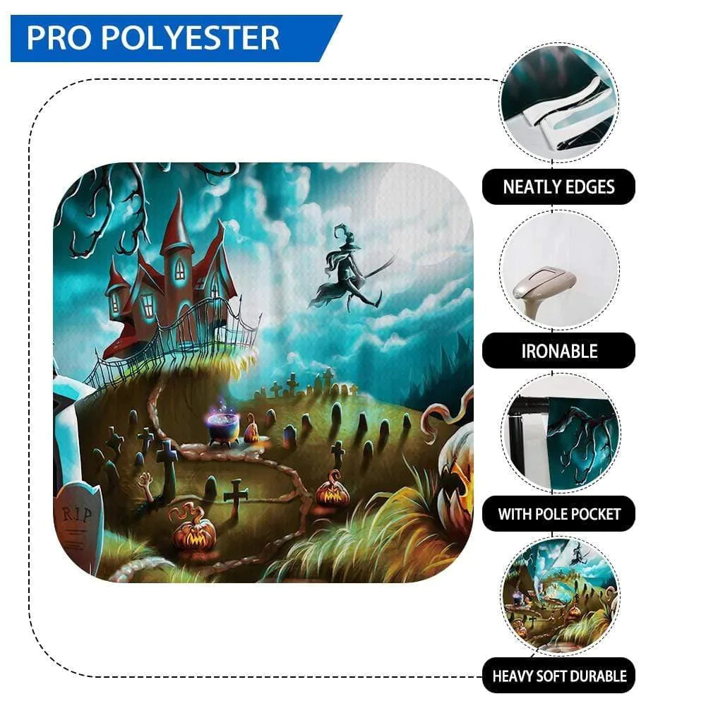 Allenjoy Halloween Night Moon Witch Graveyard Photography Backdrop - Allenjoystudio