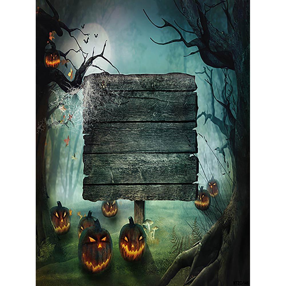 Allenjoy Halloween Backdrops Pumpkin Lantern Wooden Board Backdrop - Allenjoystudio