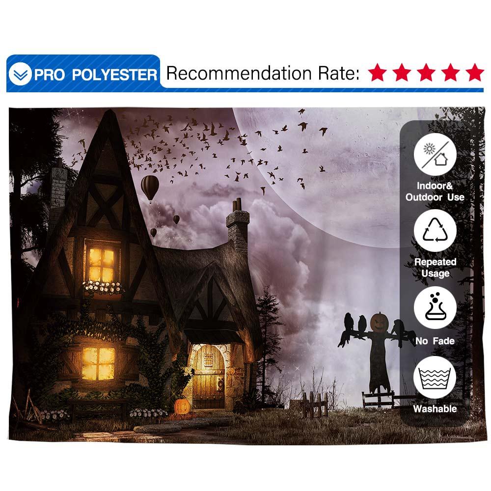 Allenjoy Halloween Scarecrow Pumpkin Haunted House Moon Backdrop - Allenjoystudio